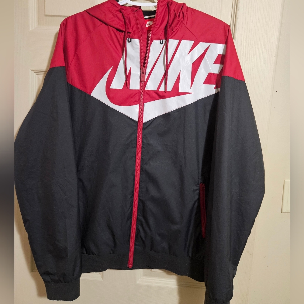 Nike Red and Black Windbreaker Sporty Design